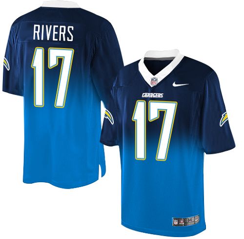 Men's Elite Philip Rivers Nike Jersey Navy/Electric Blue - #17 Fadeaway NFL Los Angeles Chargers